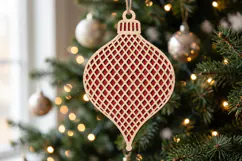 Diamond Grid Christmas Ornament SVG Wood Laser Cut Product Image 2