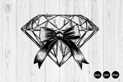 Diamond With Coquette Bow SVG, Diamond SVG, Pearl Bow SVG Product Image 1