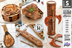 Wooden Dice Boxes Laser Cut Bundle | Tabletop Game Organizer Product Image 1