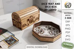 RPG Dice Tray and Dice Box Laser Cut. Gaming Accessories SVG Product Image 1