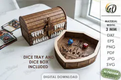 RPG Dice Tray and Dice Box Laser Cut. Gaming Accessories SVG Product Image 1