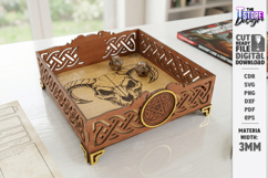 Dice Tray Laser Cut | Fantasy Design | RPG Accessories | CNC Product Image 1