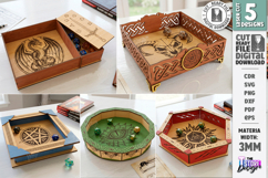Dice Tray Laser Cut Bundle | Fantasy Design |RPG Accessories Product Image 1