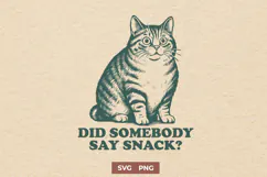 Did Somebody Say Snack Cat SVG PNG, Funny Fat Cat Clipart Product Image 1