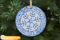 3D Christmas Snowflake Ornament Sublimation, Round Ornament Product Image 1