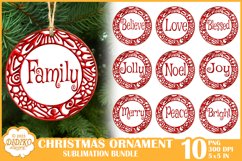 3D Christmas Ornament Bundle Sublimation, Round Ornament Png Product Image 1