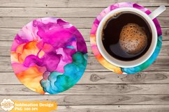 Alcohol Ink Coaster Sublimation, Colorful Round Coaster Png Product Image 1