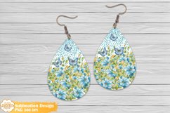 Butterfly Flower Earrings Png, Turquoise Teardrop Earrings Product Image 1