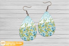 Flowers Earrings Sublimation,Turquoise Teardrop Earrings Png Product Image 1