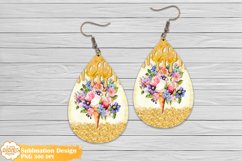 Flowers Ice Creame Earrings Sublimation, Teardrop Earrings Product Image 1