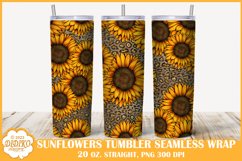 Sunflower Leopard Tumbler Sublimation, 20 oz Summer Tumbler Product Image 1