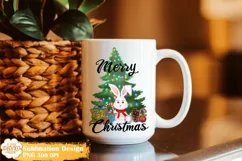 Christmas Bunny Sublimation, Winter Animal Png Clipart Product Image 3