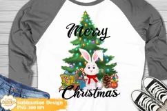 Christmas Bunny Sublimation, Winter Animal Png Clipart Product Image 1