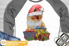 Christmas Cat Sublimation, Winter Cat Png Clipart Product Image 1
