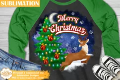 Merry Christmas Sublimation, Santa Reindeer Png, Round Sign Product Image 2