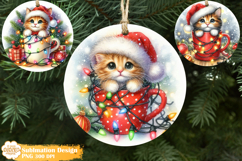 Christmas Ornaments Sublimation Png,Cute Cat in Mug Png Product Image 1