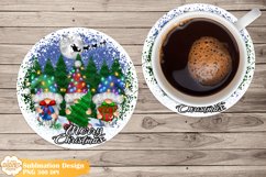 Christmas Coaster Sublimation, Gnome Round Coaster Png Product Image 1