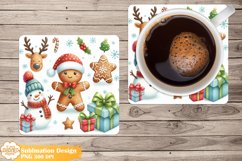 Christmas Coaster Sublimation Png, Cute Square Coaster Png Product Image 1