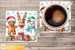Christmas Coaster Sublimation, Cute Square Coaster Png Product Image 1