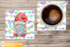 Christmas Coaster Sublimation, Holiday Gnome Square Coaster Product Image 1