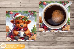 Christmas Coaster Sublimation Png, Winter Square Coaster Png Product Image 1