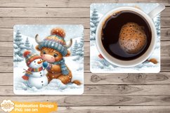 Christmas Coaster Sublimation, Winter Square Coaster Png Product Image 1