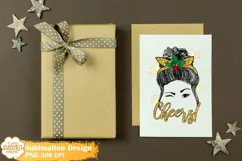 Christmas Messy Bun Png Sublimation, New Year Png Product Image 3
