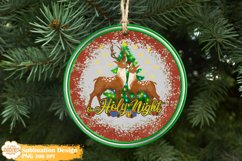 Christmas Reineers Ornament Sublimation Png, Round Ornament Product Image 1