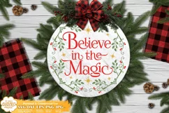 Christmas Door Sign Svg 1, Christmas Round Sign, Believe Svg Product Image 1