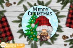Christmas Round Sign Sublimation Png, Gnome Round Sign Png Product Image 1