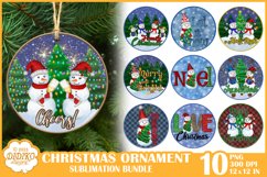 Christmas Ornament Sublimation, Snowman Ornament Bundle Png Product Image 1
