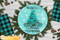 Christmas Tree Round Sign Sublimation, Winter Round Sign Png Product Image 1