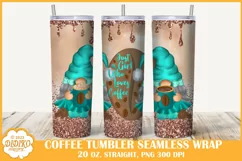 Coffee Gnome Tumbler Sublimation, 20 oz Latte Tumbler Wrap Product Image 1
