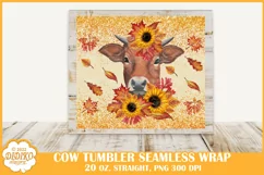 Cow Tumbler Sublimation, 20 oz Fall Tumbler Wrap Png Product Image 2