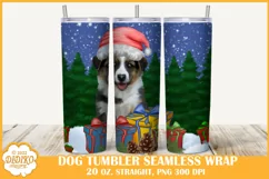 Christmas Dog Tumbler Sublimation, 20 oz Winter Tumbler Wrap Product Image 1