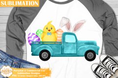Easter Truck Boy Sublimation, Easter Chick Png Clipart Product Image 1