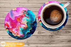 Geode Coaster Sublimation Png, Epoxy Resin Round Coaster Product Image 1