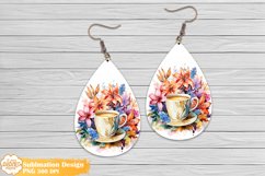 Coffee Earrings Sublimation, Farmhouse Teardrop Earrings Png Product Image 1