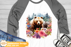 Cute Bear Flower Sublimation,Cute Animal Clipart,Tumbler,Mug Product Image 1