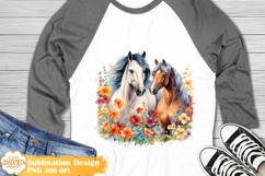 Cute Horse Flower Sublimation,Cute Animal Clipart, Tumbler Product Image 1