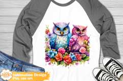 Cute Owl Flower Sublimation,Cute Animal Clipart,Tumbler,Mug Product Image 1