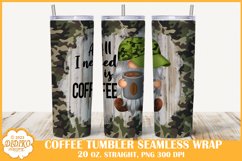 Coffee Gnome Tumbler Sublimation, 20 oz Skinny Tumbler Png Product Image 1
