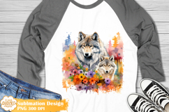 Cute Wolf Flower Sublimation,Cute Animal Clipart,Tumbler,Mug Product Image 1