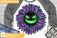 Halloween Sunflower Sublimation, Spooky Pumpkin Face Png Product Image 1