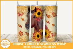 Horse Tumbler Sublimation, 20 oz Fall Tumbler Wrap Png Product Image 1