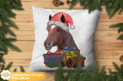 Christmas Horse Sublimation, Winter Animal Png Clipart Product Image 2