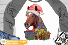 Christmas Horse Sublimation, Winter Animal Png Clipart Product Image 1