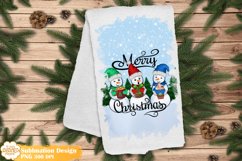 Christmas Kitchen Towel Sublimation, Snowmen Kitchen Towel Product Image 1