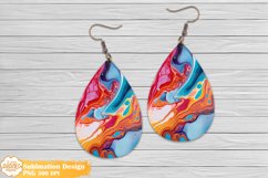Marble Teardrop Earrings Sublimation, Fluid Art Earrings Product Image 1