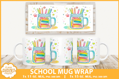 Cute School Mug Sublimation,11 oz Mason Jar Mug Wrap Png Product Image 1